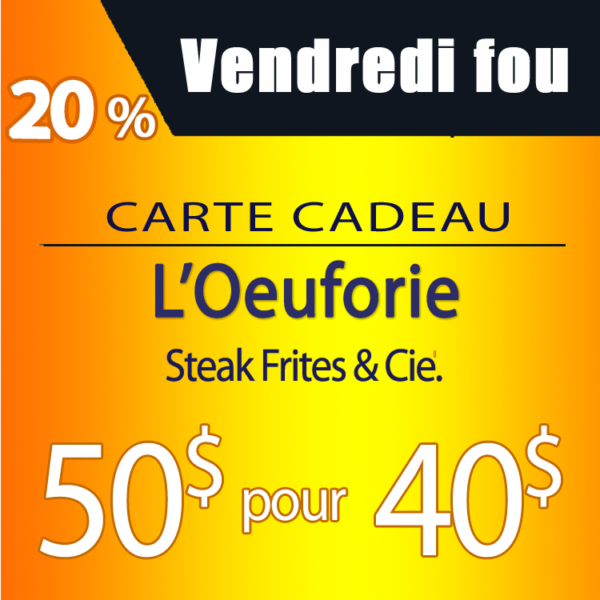 ** Carte cadeau 50$ Vendredi Fou