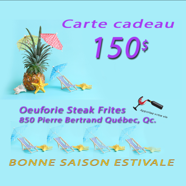 CC- PROMO ESTIVALE - 150$ pour 120$